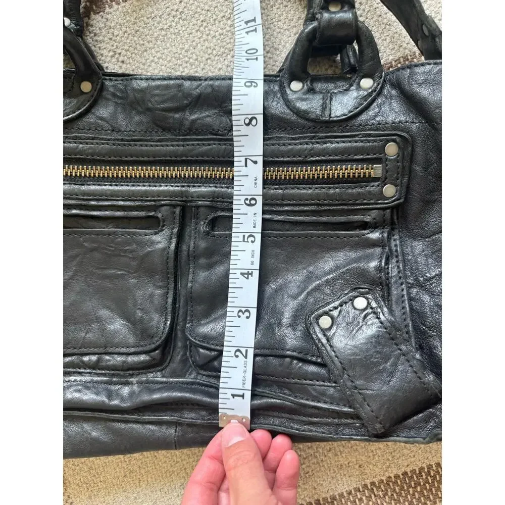 Y2K Juicy Couture Black Leather Large Purse Downtown Royal Tote Crossbody USA
